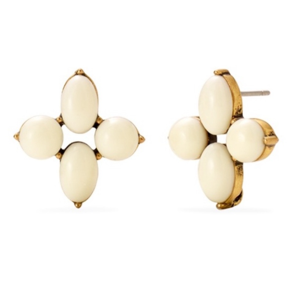 Stella & Dot Havana Chandelier Earrings cream and gold stone - Picture 2 of 10